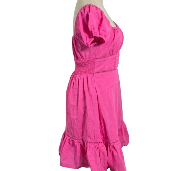 SO Pink Milkmaid Cottage Mini Dress - Picture 3 of 7